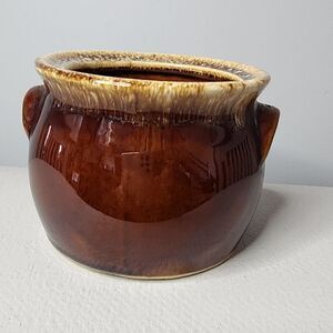 Vintage Hull Pottery Brown Drip Oven Proof Individual Bean Pot No Lid